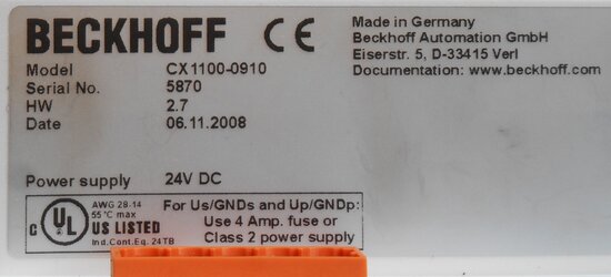 Beckhoff CX1100-0910 UPS modules module 24V DC