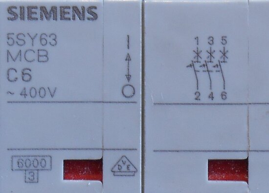 Siemens 5SY63 C6 installatieautomaat 400V 3P