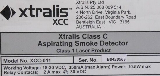 Xtralis XCC-011 Class C Aspirating Smoke Detector 18-30VDC