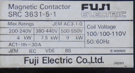 FUJI SRC 3631-5-1 contactor 110 / 110-120V 30A
