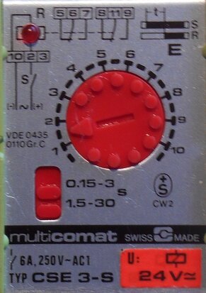 Multicomet CSE-3-S tijd relais 11 pin 0,15 tot 30 sec. 24V incl. relais voet