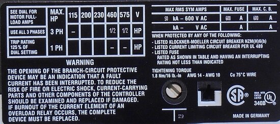 Moeller PKZM0-0.63 Motor protection switch 3P 0.4 to 0.63 A (new)