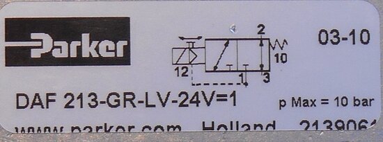 Parker 2139061 ventiel DAF 213-GR-LV-24V=1 valve 3/2 24V (nieuw in de verpakking)