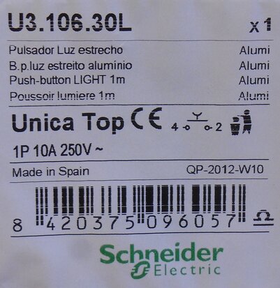 Schneider electric U3.106.30L push button color aluminum 1P 10A (8 pieces)
