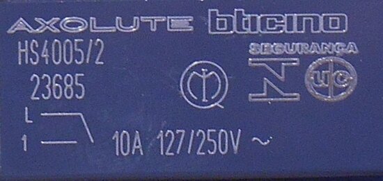 Bticino HS4005/2 Push button NO 2 modules 10A