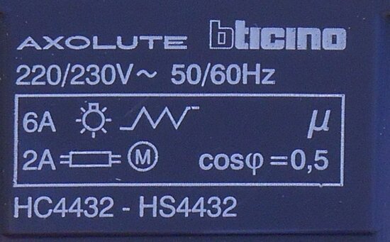 Bticino HC 4432 Axolute AIR motion detector switching time min.30 sec. max. 10 min.