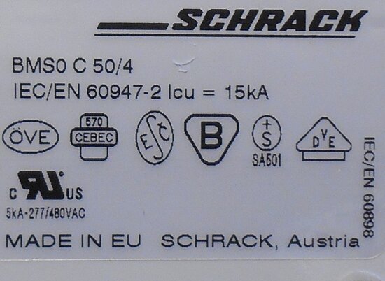 Schrack C 50/4 installatieautomaat 4p 50A BM017450