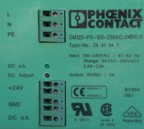 Phoenix Contact CM125-PS-120-230AC/24DC/5/F Power Supply voeding