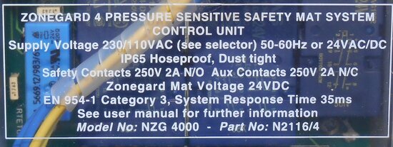 NELSA Zonegard 4 Pressure Sensitive Safety Mat System Control Unit