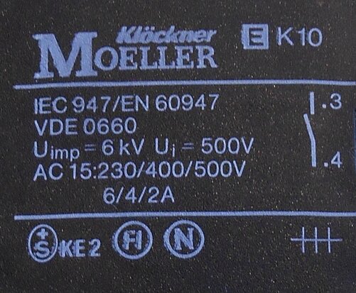 Moeller K10 button black (hand) with 2 NO contact element