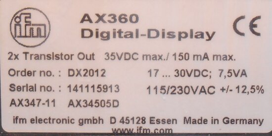 ifm electronic AX360 ecomat200 digital Display DX2012