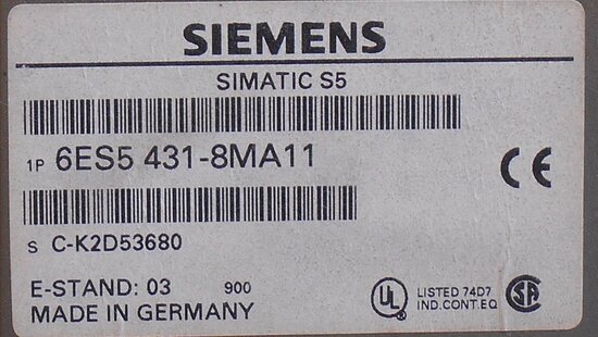 Siemens 6ES5 431-8MA11 8x24V DC digital intput simatic S5