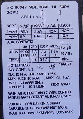 Siemens 3RU1116-1AB0 thermal overload relay 1,1-1,6A 1NC+1NO