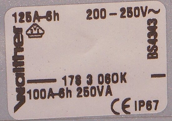 Walther 178306OK Wandgemonteerde CEE contactdoos 125A 3P (2P+E) 200-250V 6h IP67