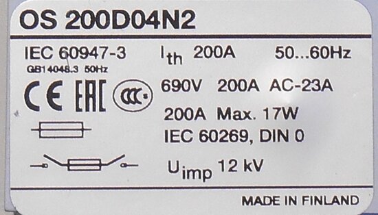 ABB 1SCA022709R9680 Safety disconnector 4P, 200A, incl. Handle and shaft