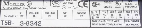 EATON MOELLER T5B-3-8342 Hoofdschakelaar, 6 polig, 63 A, incl. Behuizing