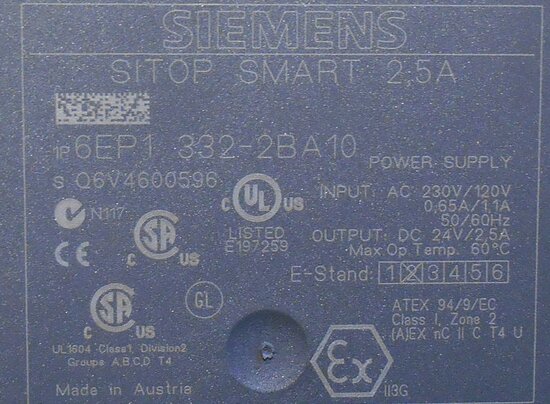 Siemens 6EP1332-2BA10 power supply 24V 2,5A