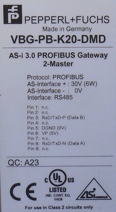 Pepperl+Fuchs VBG-PB-K20-DMD ASI to Profibus Gateway Double Master 189978