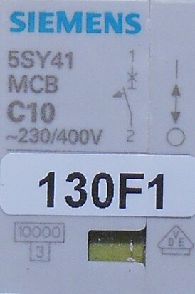 Siemens 5SY41 MCB C10 installatieautomaat 10A 1P