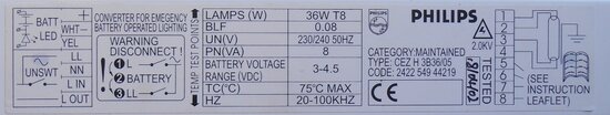 Philips CEZ H 3B36/05 voorschakelapparaat 36W T8 242254944219