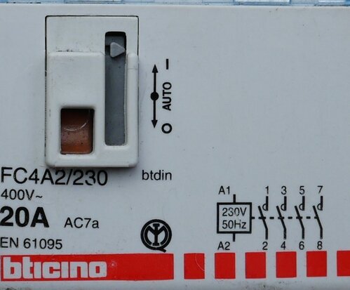 Bticino FC4A2/230 4NA CONTACTOR 20A 230VAC