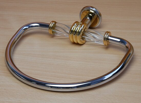 Rivadan Spira towel rack hanging ring large chrome/gold Solomonic crystal