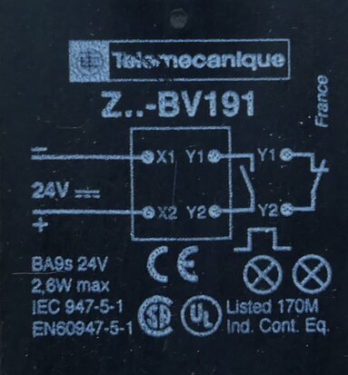 Telemecanique ZB2-BV191 signal lamp orange incl. Push button with ZB2-BE101 (NO)