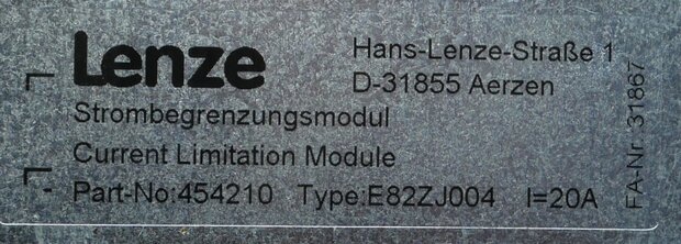 Lenze E82ZJ004 current limiting module 20A