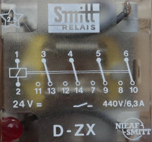 Mors Smitt D-ZX series relay plug-in 24V =, 440V / 6.3A