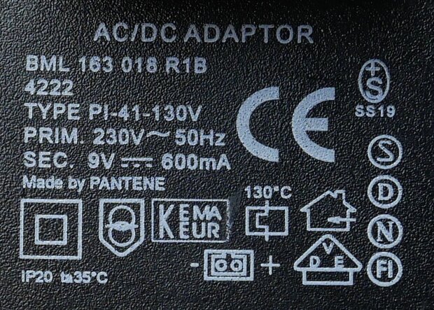 BML 163 018 R1B Originele voeding PI-41-130V 9V 600mA