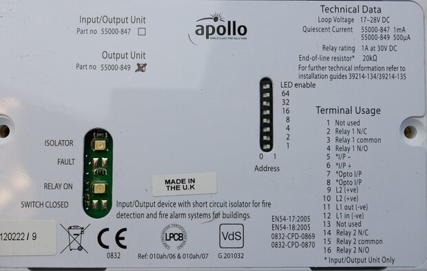 Apollo 55000-849 XP95 output unit with isolator