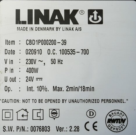 Linak CBD1P000200-39 2 channel actuator controler