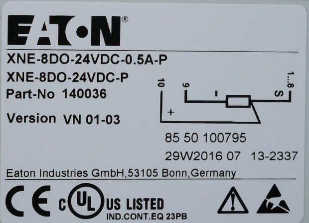 Eaton XNE-8DO-24VDC-0.5A-P Digital output module XI/ON ECO, 24 V DC, 140036