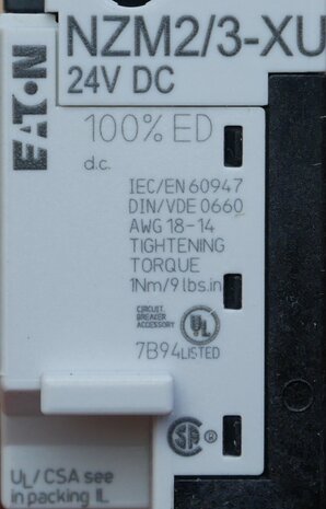 Eaton NZM2 / 3-XU24DC Undervoltage release NZM2 / 3, 24V DC, 259509