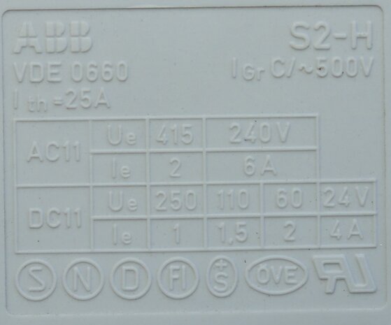 ABB S2-H Auxiliary switch 25A