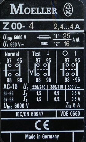 Moeller Z00-4 relay Thermal overload relay 2.4-4A