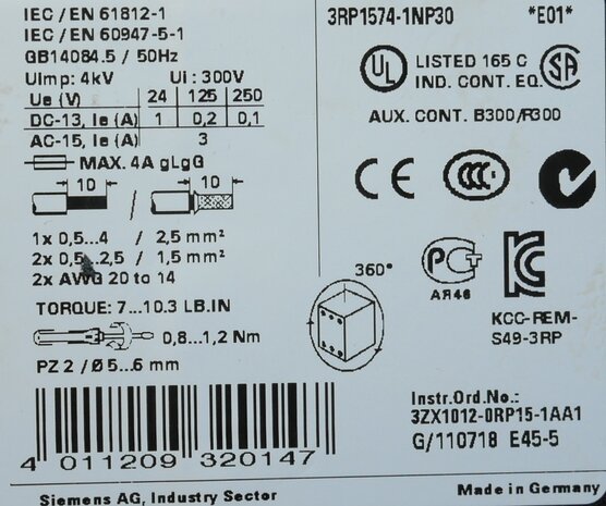 Siemens 3RP1574-1NP30 tijdrelais 1 - 20s 1NO, 3RP15741NP30