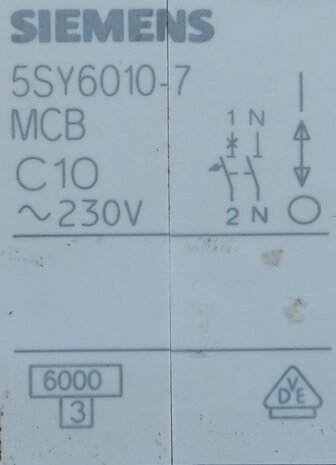 Siemens 5SY6 010-7 MCB C10 230V~ installatieautomaat
