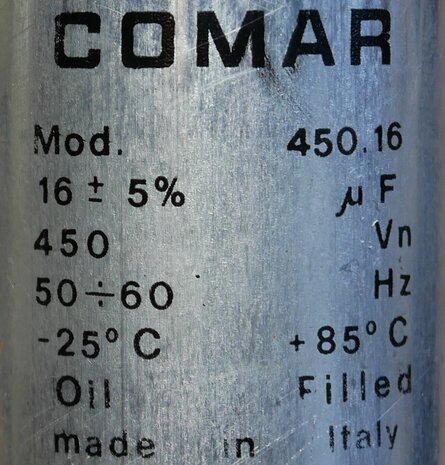 comar 450.16 condensator 16µF 5% 450V