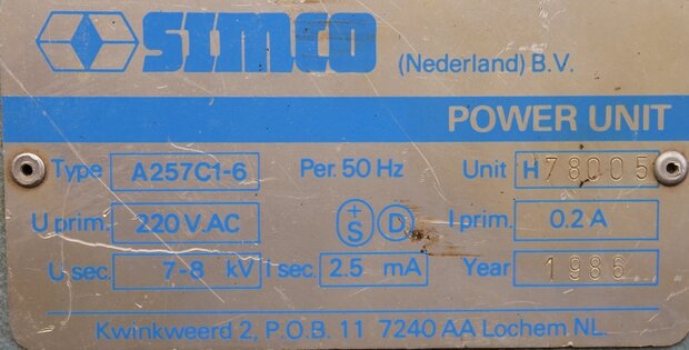 Simco A2571C1-6 power unit 220V AC 0.2A