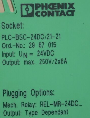 Phoenix Contact PLC-BSC-24DC/21-21 PLC relaisvoet 2967015