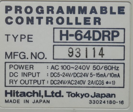 Hitachi H-64DRP programmable controller AC 100 240V, H64DRP