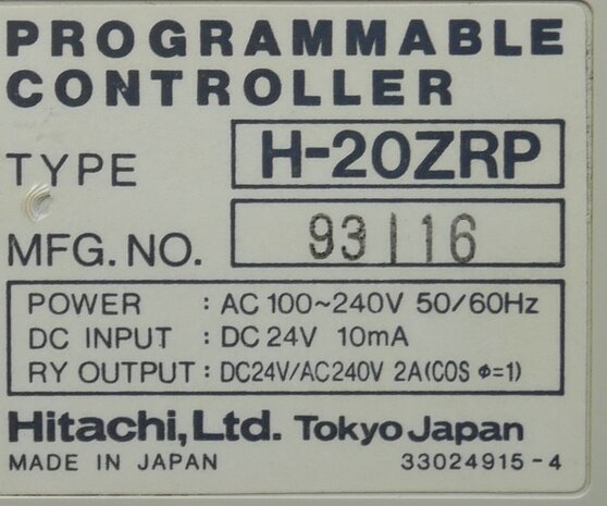 Hitachi H-20ZRP programmable controller AC 100 240V, H20ZRP