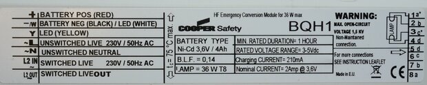 Eaton Blessing BQH1 noodunit voor verlichtingsarmatuur 7W T/M 18W, 180-000-731