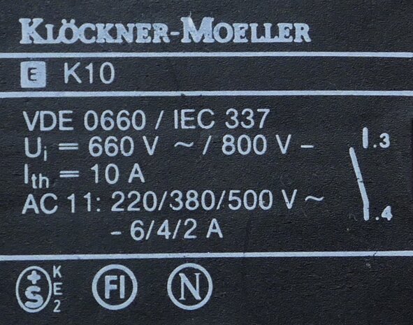 Klöckner moeller knob black with EK10 contact element