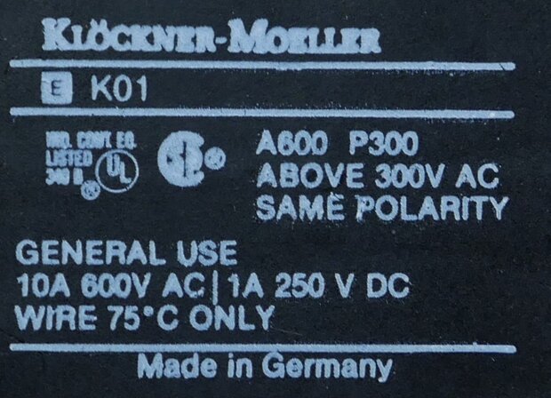 Klöckner moeller emergency stop button with EK01 contact element