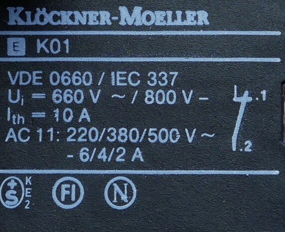 Klöckner moeller emergency stop button with EK01 contact element