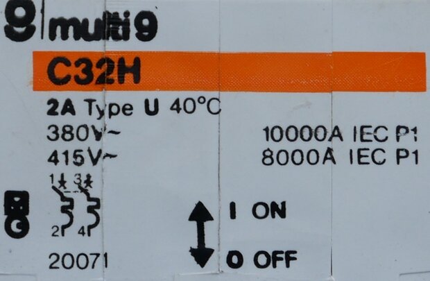 Merlin-Gerin multi9 C32H 2A tupe U installatieautomaat 20071 2P