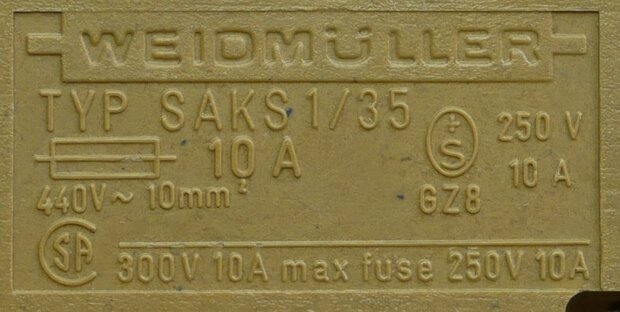 Weidmuller SAKS 1/35 Borgserieklem 10A