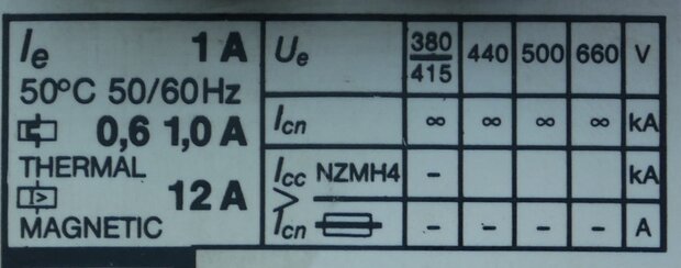 Moeller PKZM 1-1.0 motor protection switch 0.6 to 1.0 A